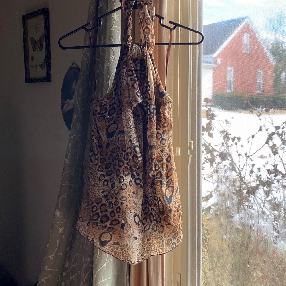 Bcx medium leopard print halter top